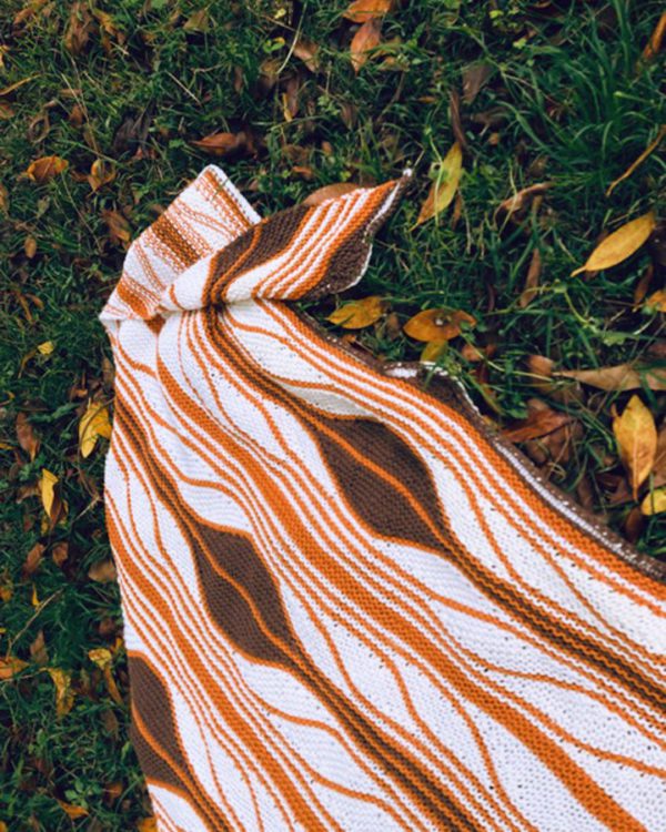 Orange, Brown & White Knitted Baby Wrap/Shawl